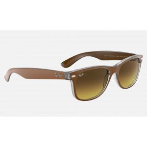 Ray Ban New Wayfarer Color Mix RB2132 Sunglasses Gradient + Brown Frame Brown Gradient Lens
