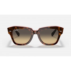 Ray Ban State Street RB2186 Sunglasses Gradient + Pink Tortiose Frame Brown/Blue Gradient Lens