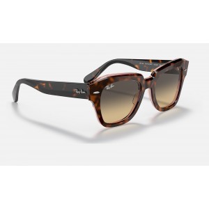 Ray Ban State Street RB2186 Sunglasses Gradient + Pink Tortiose Frame Brown/Blue Gradient Lens