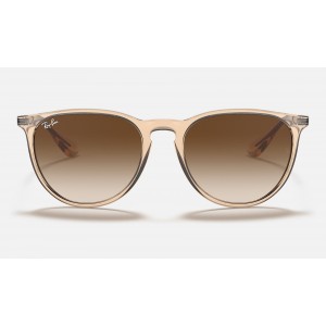 Ray Ban Erika Color Mix RB4171 Sunglasses Gradient + Shiny Transparent Brown Frame Brown Gradient Lens