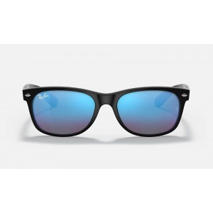 Ray Ban New Wayfarer Flash Low Bridge Fit RB2132 Sunglasses Flash + Black Frame Blue Flash Lens