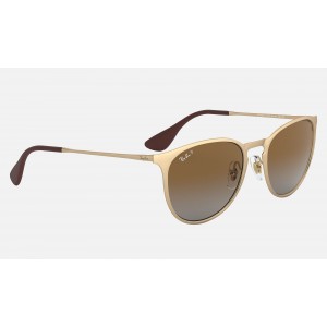 Ray Ban Erika Metal RB3539 Sunglasses Polarized Gradient + Gold Frame Brown Gradient Lens