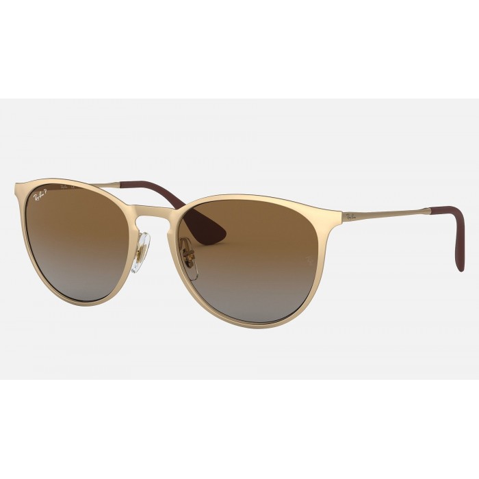 Ray Ban Erika Metal RB3539 Sunglasses Polarized Gradient + Gold Frame Brown Gradient Lens