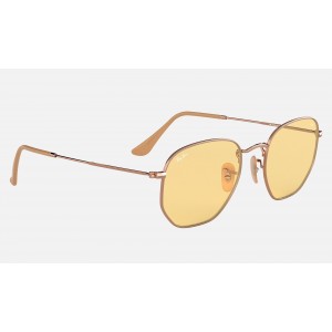Ray Ban Hexagonal Washed Evolve RB3025 Sunglasses Yellow Photochromic Evolve Copper