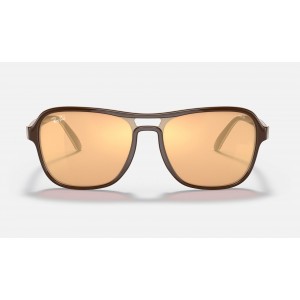Ray Ban State Side Mirror Evolve RB4356 Sunglasses Orange Photochromic Mirror Dark Brown
