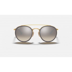 Ray Ban Round Double Bridge RB3647 Sunglasses Gradient Flash + Gold Frame Silver Gradient Flash Lens