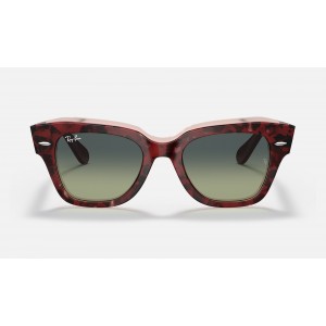 Ray Ban State Street RB2186 Sunglasses Gradient + Tortoise Frame Green/Blue Gradient Lens