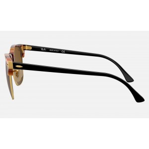 Ray Ban Clubmaster Fleck RB3016 Sunglasses Classic B-15 + Tortoise Frame Brown Classic B-15 Lens