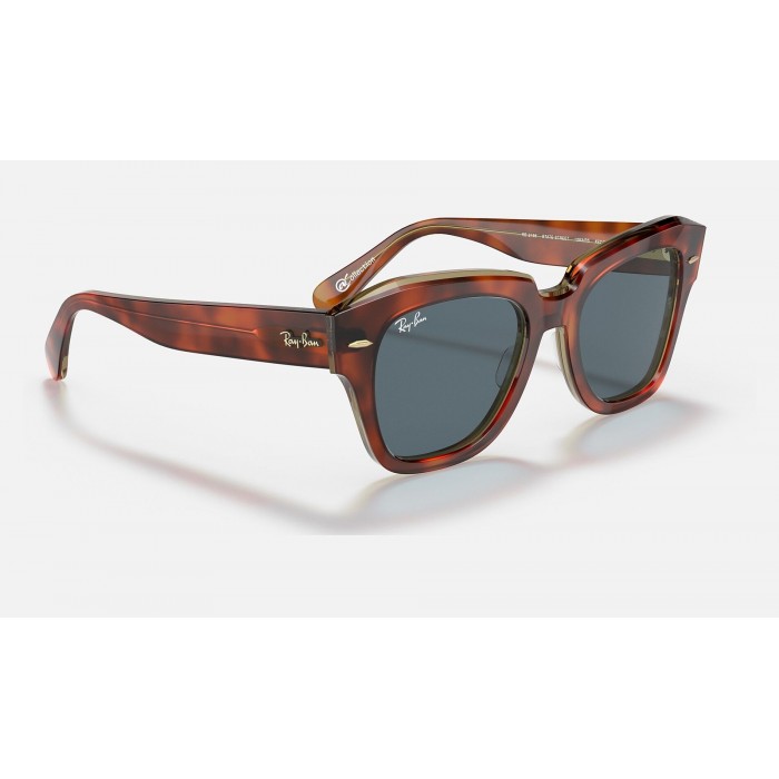 Ray Ban State Street Collection RB2132 Sunglasses Blue Classic Havana On Transparent Beige