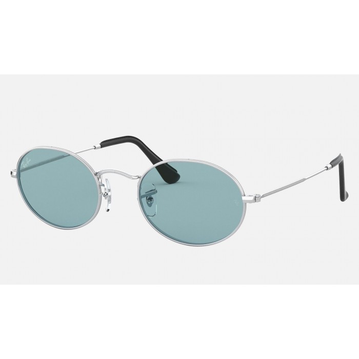Ray Ban Round Oval @Collection RB3547 Sunglasses Legend + Silver Frame Blue Legend Lens