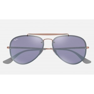 Ray Ban Blaze Aviator RB3584 Sunglasses Violet Mirror Bronze-Copper