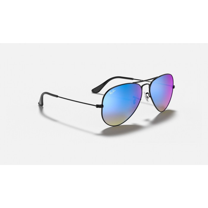 Ray Ban Aviator Flash Lenses Gradient RB3025 Sunglasses Blue Gradient Flash Black