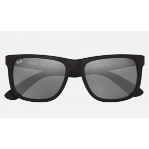 Ray Ban Justin Color Mix Low Bridge Fit RB4165 Sunglasses Mirror + Black Frame Grey Mirror Lens