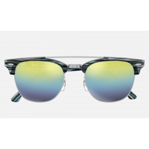 Ray Ban Clubmaster Double Bridge RB3816 Sunglasses Gradient Mirror + Blue Frame Blue Gradient Mirror Lens