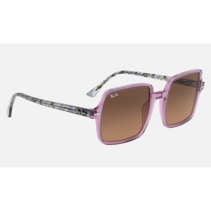 Ray Ban Square Ii RB1973 Sunglasses Brown Gradient Transparent Violet
