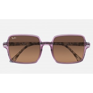 Ray Ban Square Ii RB1973 Sunglasses Brown Gradient Transparent Violet