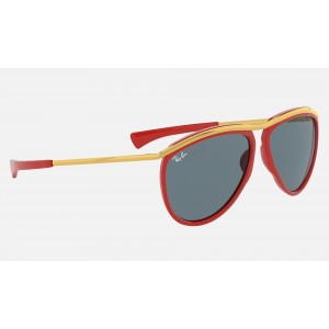 Ray Ban Aviator Olympian RB2219 Sunglasses Blue Classic Red