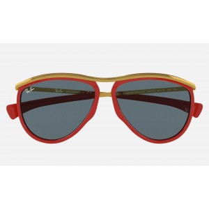 Ray Ban Aviator Olympian RB2219 Sunglasses Blue Classic Red