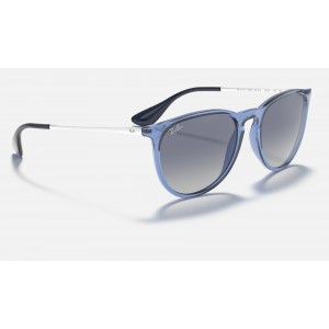 Ray Ban Erika Color Mix Low Bridge Fit RB4171 Sunglasses Gradient + Shiny Transparent Blue Frame Blue Gradient Lens