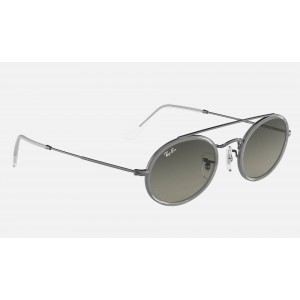 Ray Ban Oval Double Bridge RB3847 Sunglasses Grey Gradient Gunmetal