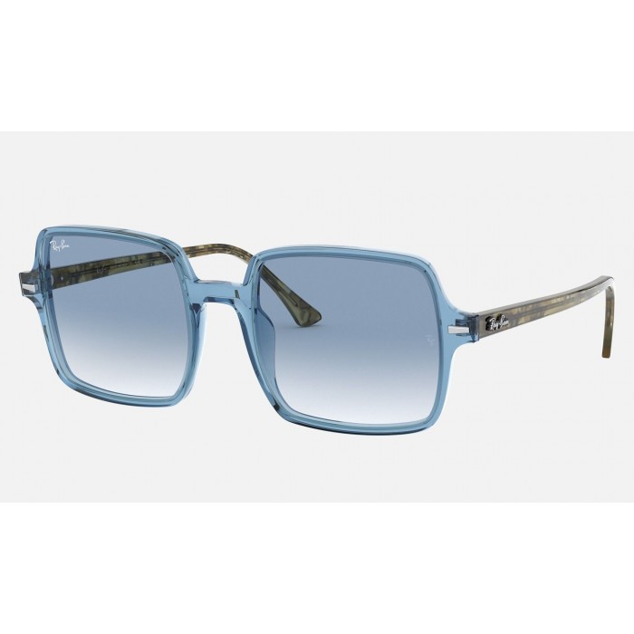 Ray Ban Square Ii RB1973 Sunglasses Light Blue Gradient Transparent Blue
