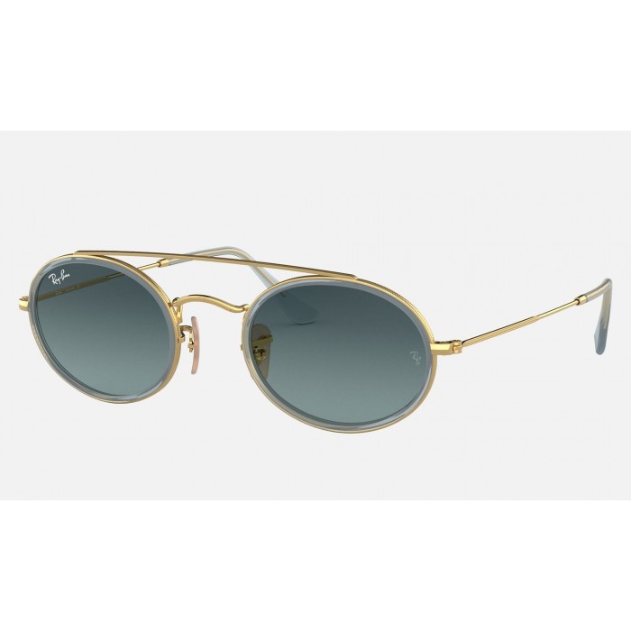 Ray Ban Oval Double Bridge RB3847 Sunglasses Blue Gradient Gold