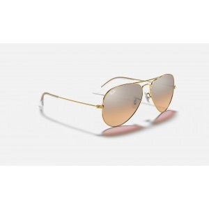 Ray Ban Aviator Gradient RB3025 Sunglasses Silver/Pink Mirror Gold