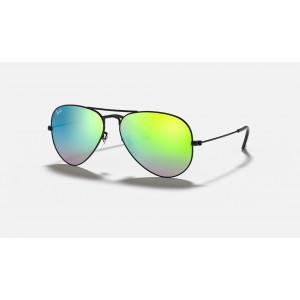 Ray Ban Aviator Flash Lenses Gradient RB3025 Sunglasses Green Gradient Flash Black
